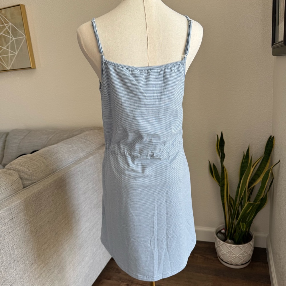 Cupshe Dress Small Waist Tie S Blue Vertical stripes Summer Sundress Vacation - Picture 4 of 7
